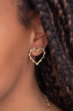 My Jewellery Boucles D'oreilles Avec Cœur Ouvert Et Perles Fashion