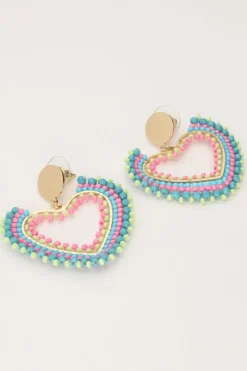 My Jewellery Boucles D'oreilles Avec Cœur En Perles Multicolores Fashion