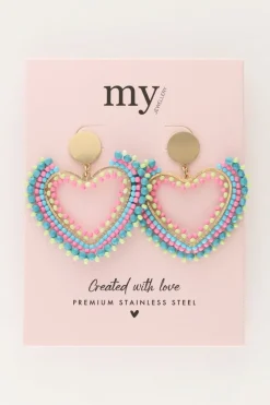 My Jewellery Boucles D'oreilles Avec Cœur En Perles Multicolores Fashion