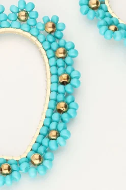 My Jewellery Boucles D'oreilles Avec Cœur Floral Bleu Sale