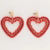 My Jewellery Boucles D'oreilles Avec Cœur En Perles Rouges Outlet