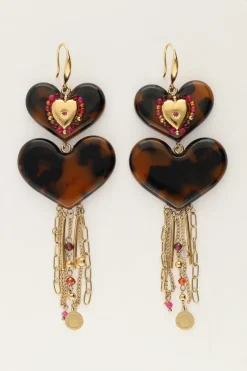My Jewellery Boucles D'oreilles Avec Cœurs Et Cordons Imprimés Léopard Discount