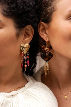 My Jewellery Boucles D'oreilles Avec Cœurs Et Cordons Imprimés Léopard Discount