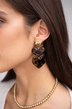 My Jewellery Boucles D'oreilles Avec Cœurs Imprimés Léopard Outlet
