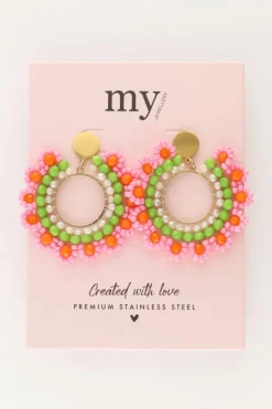 My Jewellery Boucles D'oreilles Avec Fleurs Roses Best