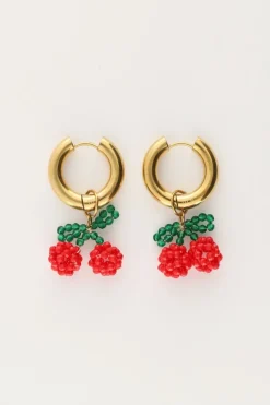 My Jewellery Boucles D'oreilles Avec Perles Rouges Cerise Best