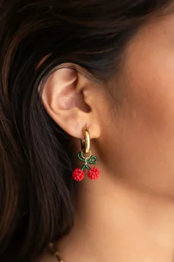 My Jewellery Boucles D'oreilles Avec Perles Rouges Cerise Best