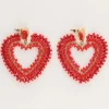 My Jewellery Boucles D'oreilles Avec Perles Rouges En Forme De Coeur Fashion
