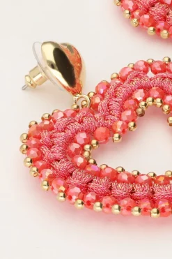 My Jewellery Boucles D'oreilles Avec Perles Roses En Forme De Coeur Hot