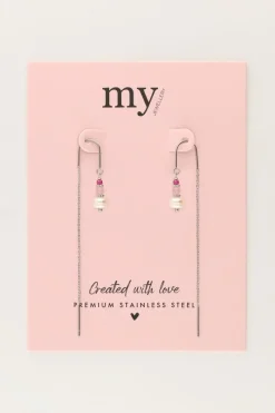 My Jewellery Boucles D'oreilles Avec Perles Roses Et Une Perle New