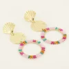 My Jewellery Boucles D'oreilles Coquillage Et Anneau Coloré New