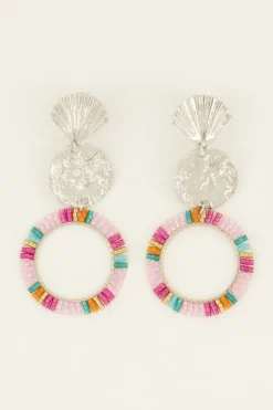 My Jewellery Boucles D'oreilles Coquillage Et Anneau Coloré New