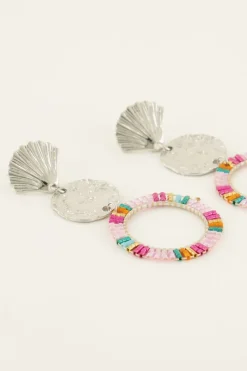 My Jewellery Boucles D'oreilles Coquillage Et Anneau Coloré New