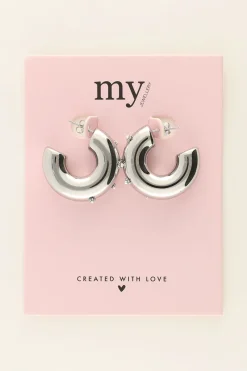 My Jewellery Boucles D’oreilles Créoles Ouvertes Avec Fleur Et Perle Clearance