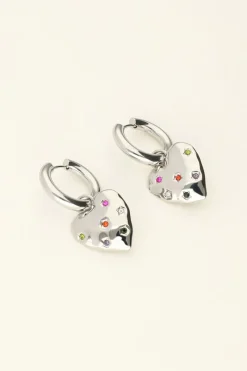 My Jewellery Boucles D'oreilles Cœur & Pierres Colorées Universe Online