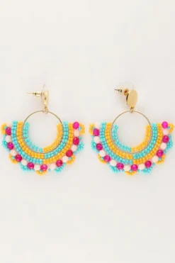 My Jewellery Boucles D'oreilles Demi-rondes Avec Perles Multicolores Online