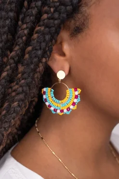 My Jewellery Boucles D'oreilles Demi-rondes Avec Perles Multicolores Online
