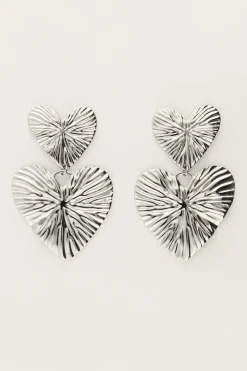 My Jewellery Boucles D'oreilles Deux Cœurs Martelés Clearance