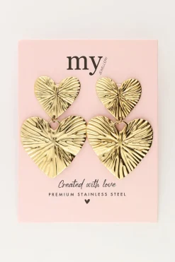 My Jewellery Boucles D'oreilles Deux Cœurs Martelés Clearance