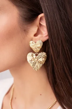 My Jewellery Boucles D'oreilles Deux Cœurs Martelés Clearance