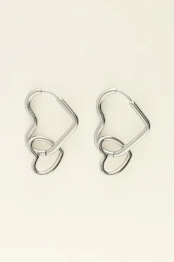 My Jewellery Boucles D'oreilles Double Cœur Universe Outlet