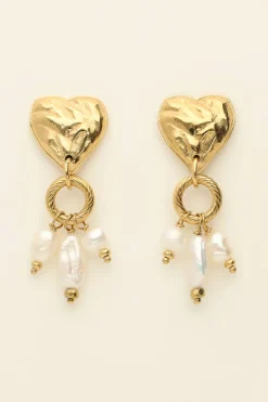 My Jewellery Boucles D’oreilles Longues Coeur Et Perles Online