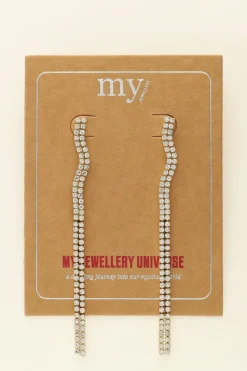 My Jewellery Boucles D'oreilles Longues à Strass Universe New