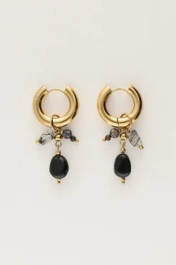 My Jewellery Boucles D'oreilles Mini Avec Pierres Noires New