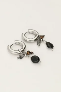 My Jewellery Boucles D'oreilles Mini Avec Pierres Noires New