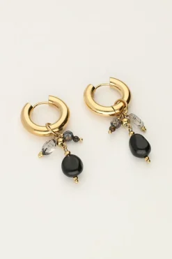 My Jewellery Boucles D'oreilles Mini Avec Pierres Noires New