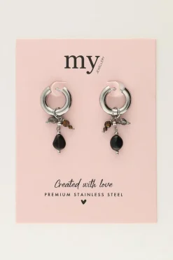 My Jewellery Boucles D'oreilles Mini Avec Pierres Noires New