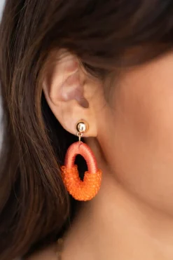 My Jewellery Boucles D'oreilles Orange Avec Perles New