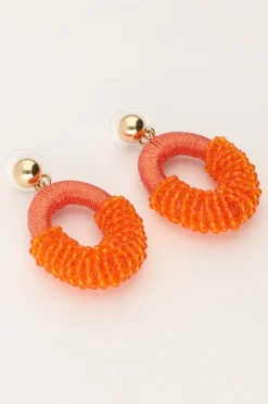 My Jewellery Boucles D'oreilles Orange Avec Perles New