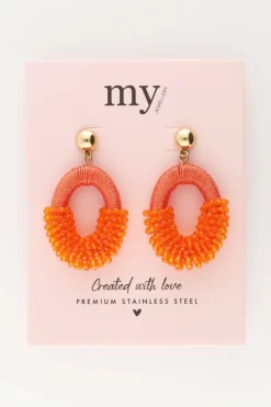 My Jewellery Boucles D'oreilles Orange Avec Perles New