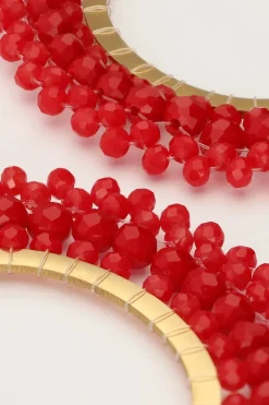 My Jewellery Boucles D'oreilles Ovales Rouges Avec Perles Outlet