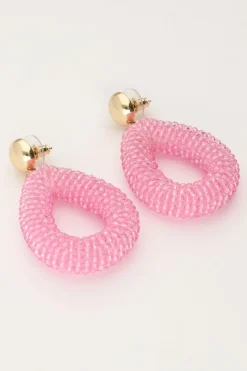 My Jewellery Boucles D'oreilles Ovales Roses Avec Pierres Discount