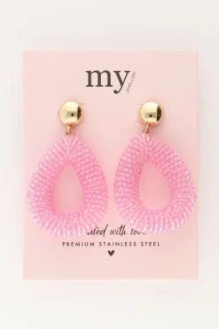 My Jewellery Boucles D'oreilles Ovales Roses Avec Pierres Discount