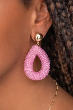 My Jewellery Boucles D'oreilles Ovales Roses Avec Pierres Discount