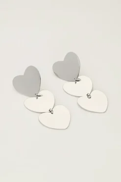 My Jewellery Boucles D’oreilles Pendantes à Trois Cœurs Fashion