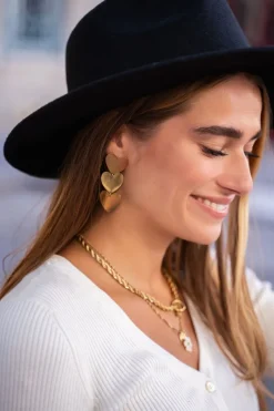 My Jewellery Boucles D’oreilles Pendantes à Trois Cœurs Fashion