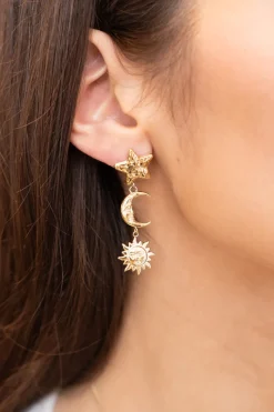 My Jewellery Boucles D'oreilles Pendantes Starry Avec étoile Et Soleil New