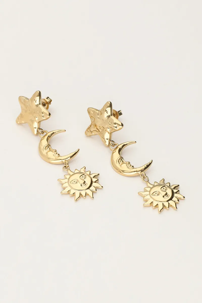 My Jewellery Boucles D'oreilles Pendantes Starry Avec étoile Et Soleil New
