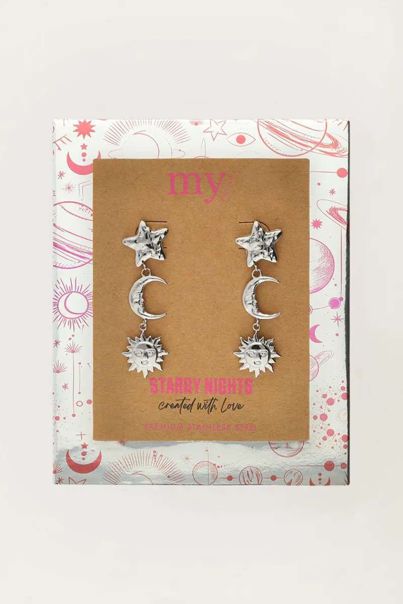 My Jewellery Boucles D'oreilles Pendantes Starry Avec étoile Et Soleil New