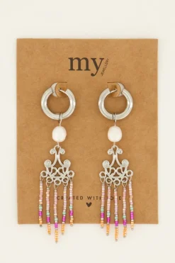 My Jewellery Boucles D’oreilles Perle Blanche Et Perles Colorées New