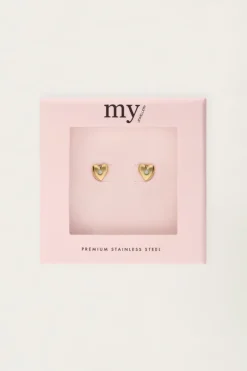 My Jewellery Boucles D'oreilles Puces Cœur Et Strass Online