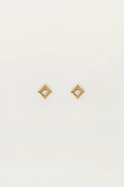 My Jewellery Boucles D'oreilles Puces Carrées Avec Strass Best