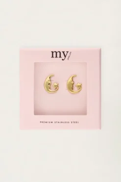 My Jewellery Boucles D'oreilles Puces Lune Et étoile Clearance
