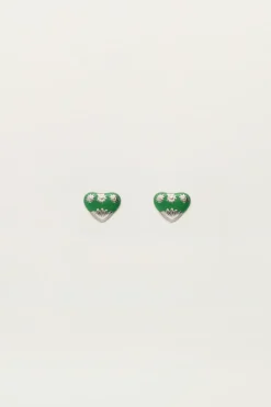 My Jewellery Boucles D'oreilles Puces Mini Cœur Vert Clearance