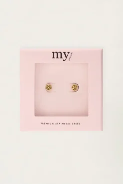 My Jewellery Boucles D'oreilles Puces Rose Plate New
