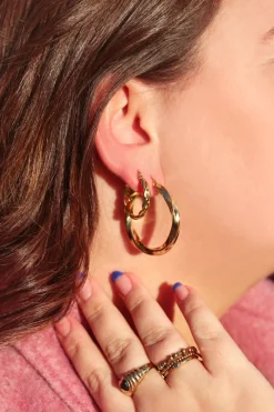 My Jewellery Boucles D’oreilles Rondes à Motif Corde Hot